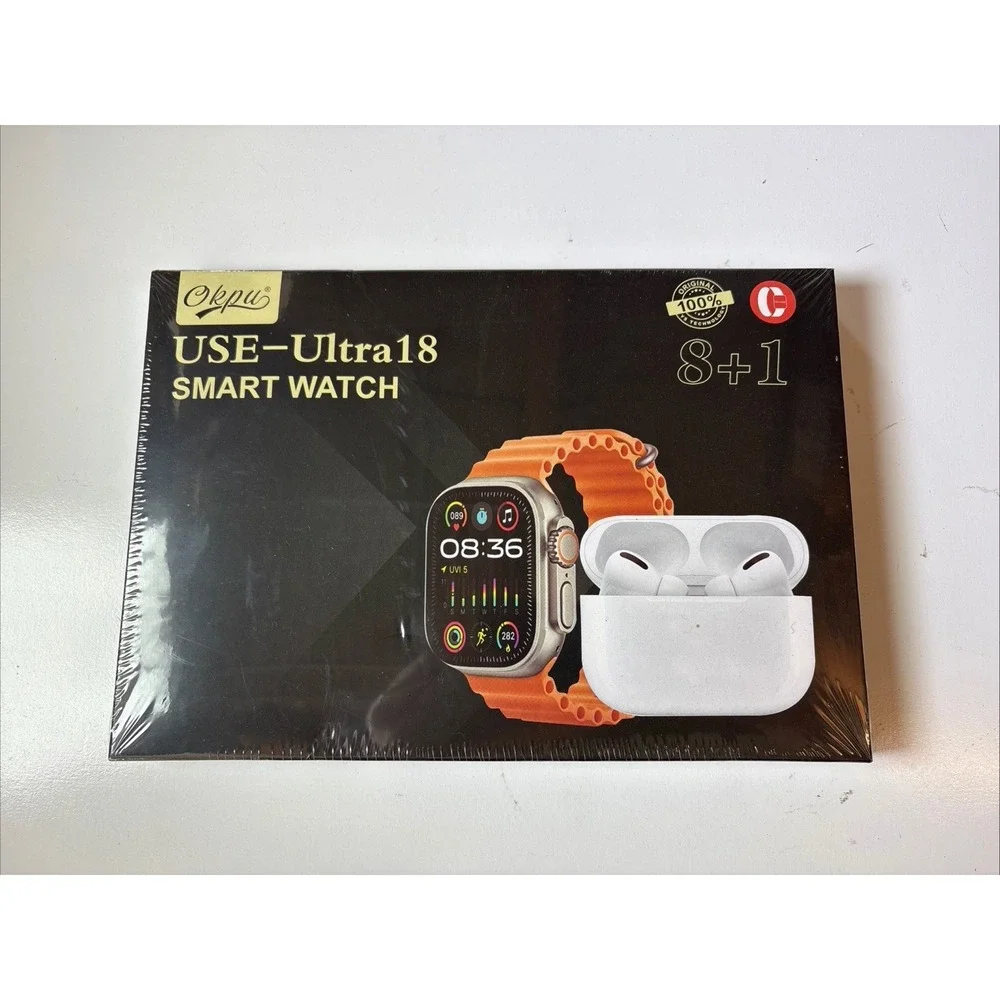 Okpu USE-Ultra18 Smart Watch 8+1 8 Bands Wireless Earbuds NEW Sealed (HK)